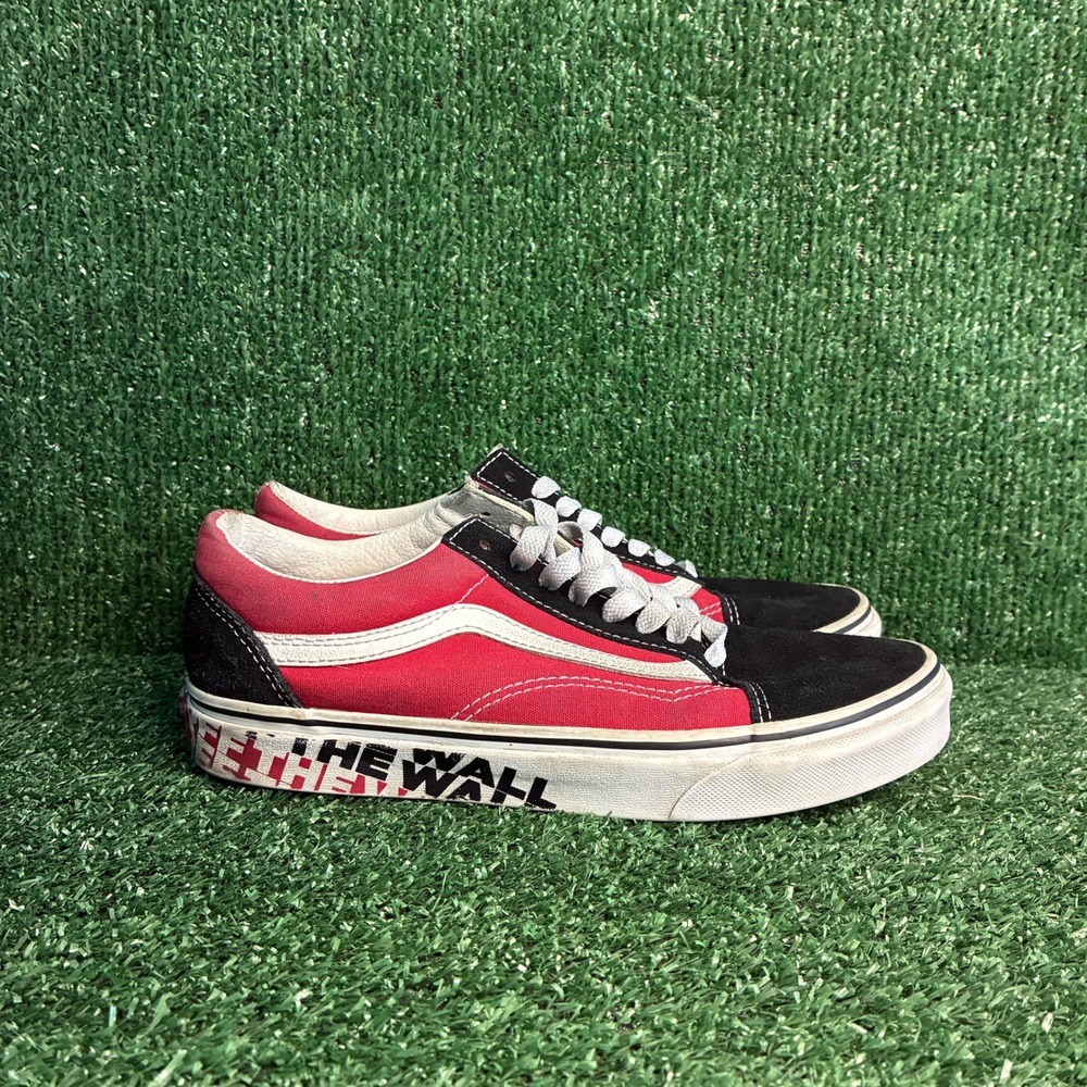 Vans Old Skool Off The Wall Sidewall Skate Sneakers Red Black Mens 6.5 Womens 8